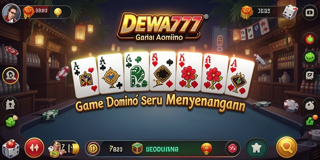 Tampilan gameplay DEWA777 yang menarik dengan suasana permainan Domino.