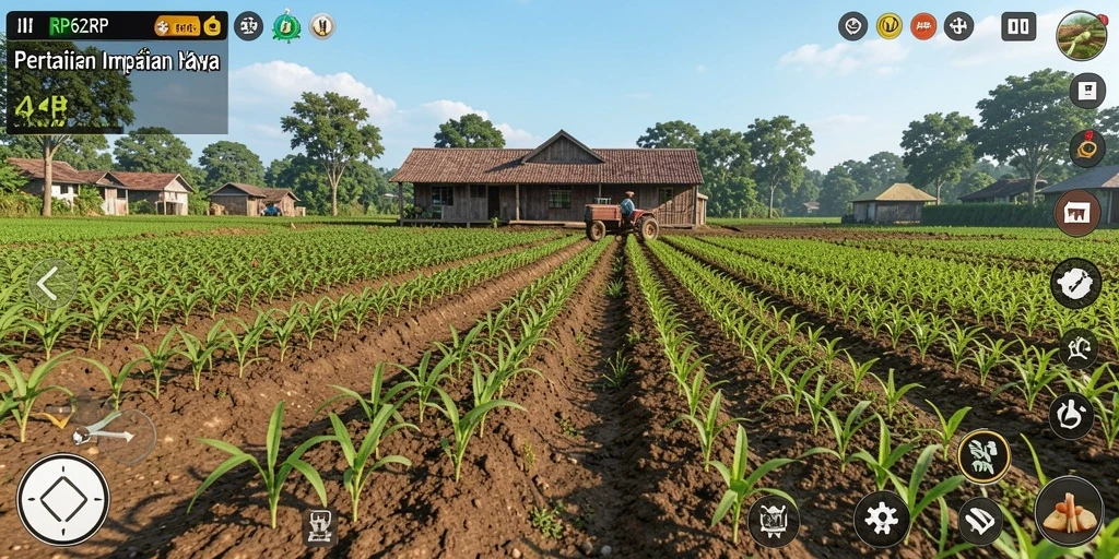 Screenshot gameplay RP62RP yang menunjukkan kebun yang indah.