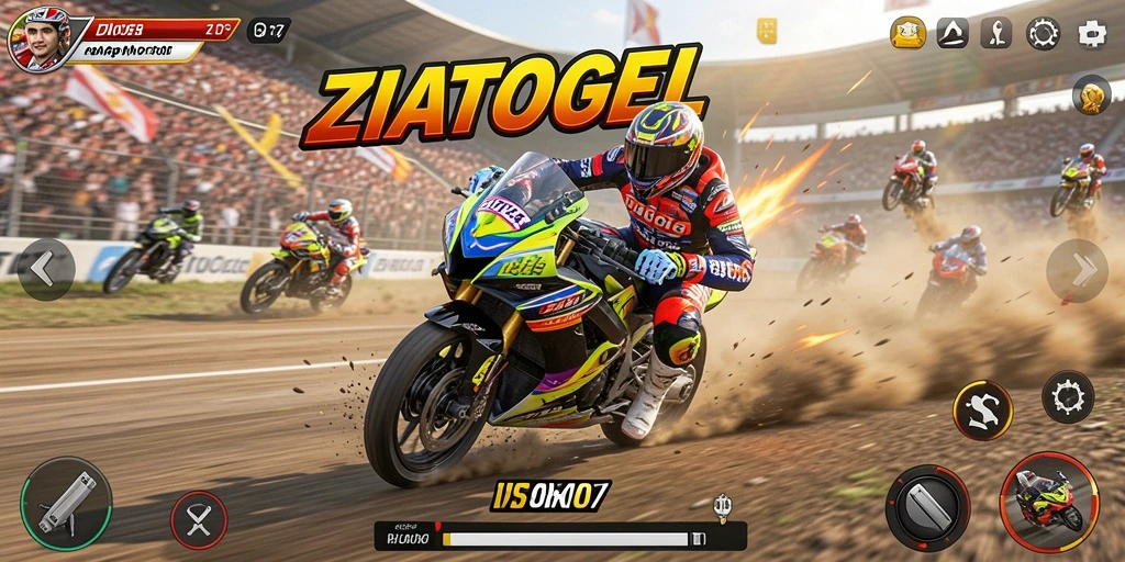 Gameplay balap motor yang mendebarkan di ZIATOGEL.